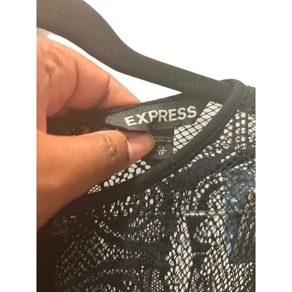 Express Black Lace Sheer Dress - Picture 2 of 5